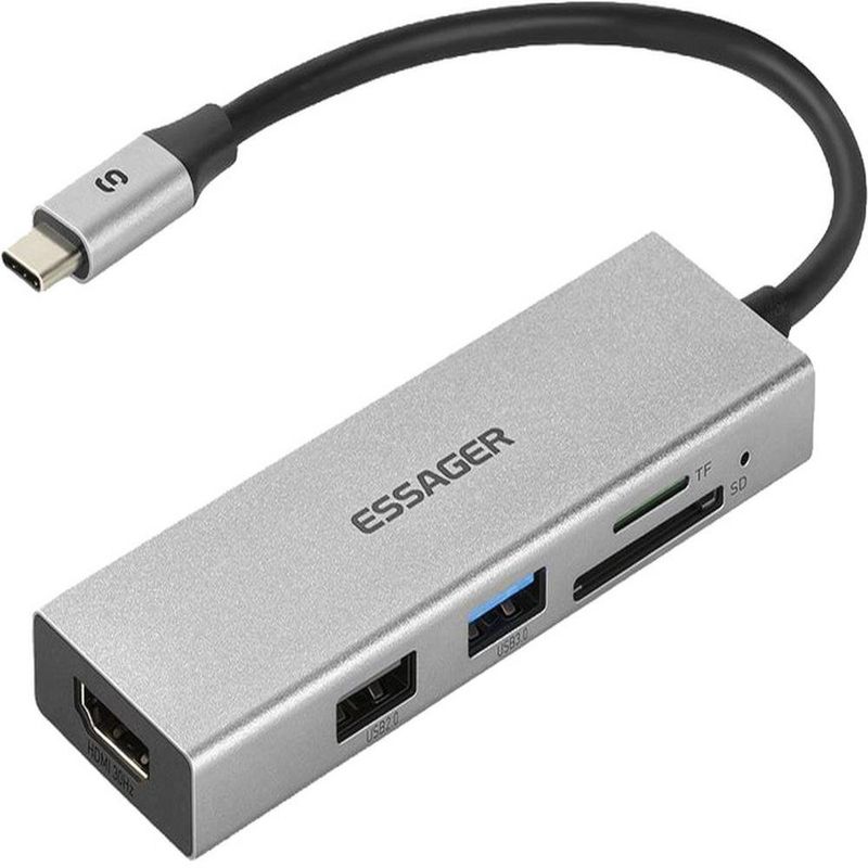 adaptador usb-c essager ehbc05-fh0g-p cinza (mp)