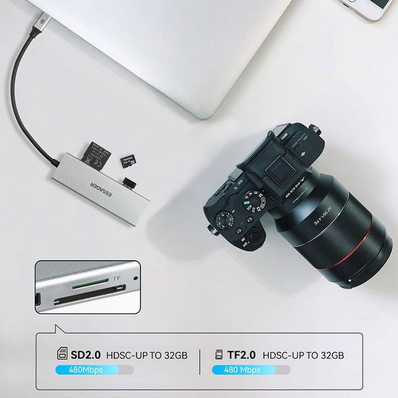 adaptador usb-c essager ehbc05-fh0g-p cinza (mp)