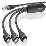 cabo 3 em 1 usb para usb-c essager lightning micro-usb1 2 metros 66w excmtl-xj01 preto (mp)