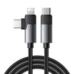 cabo 2 em 1 usb-c para usb-c essager lightning 1 metro 65w excttl-wl0g-p cinza (mp)