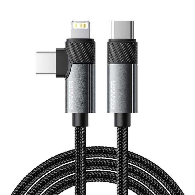 cabo 2 em 1 usb-c para usb-c essager lightning 1 metro 65w excttl-wl0g-p cinza (mp)