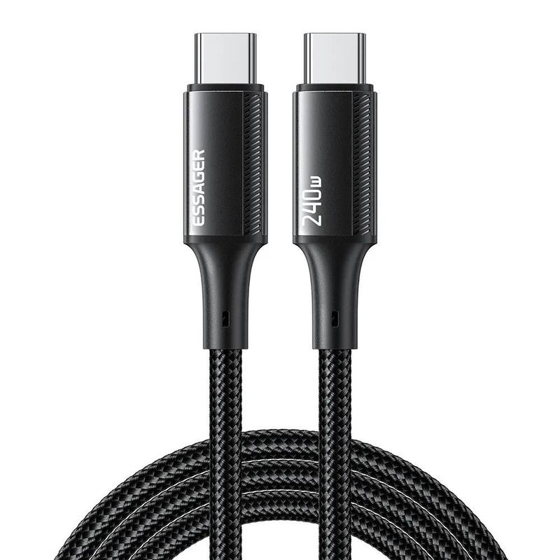 cabo usb-c para usb-c 1.0m essager nylon 240w exctt3-jj01-p preto (mp)