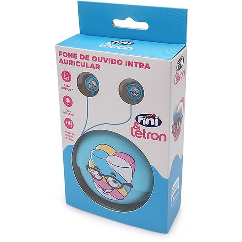 fone de ouvido fini marshmallow letron intra auricular com fio 1m azul (mp)