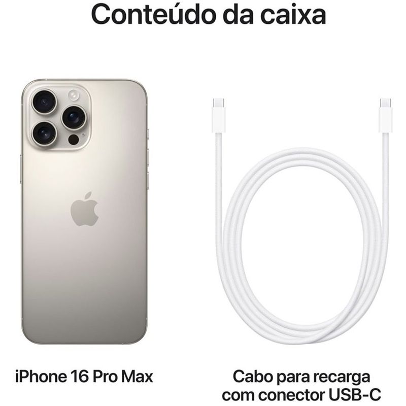 apple iphone 16 pro max 256gb titânio natural tela 6.9" ios 18