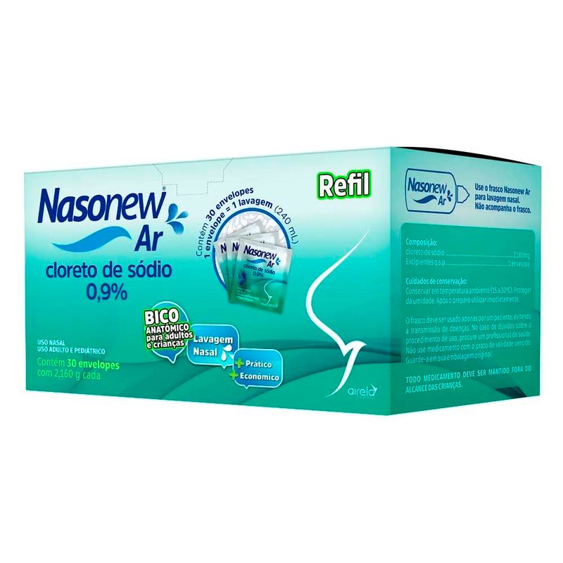 nasonew ar cloreto de sódio 0,9% refil 30 envelopes airela