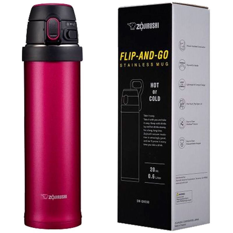 garrafa térmica zojirushi esportiva 600ml hibiscus red sm-qaf60rk (mp)