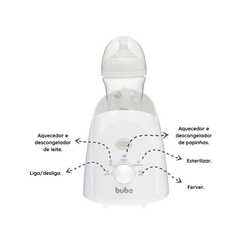 aquecedor de mamadeiras 3 em 1 buba branco 127v 19052 (mp)