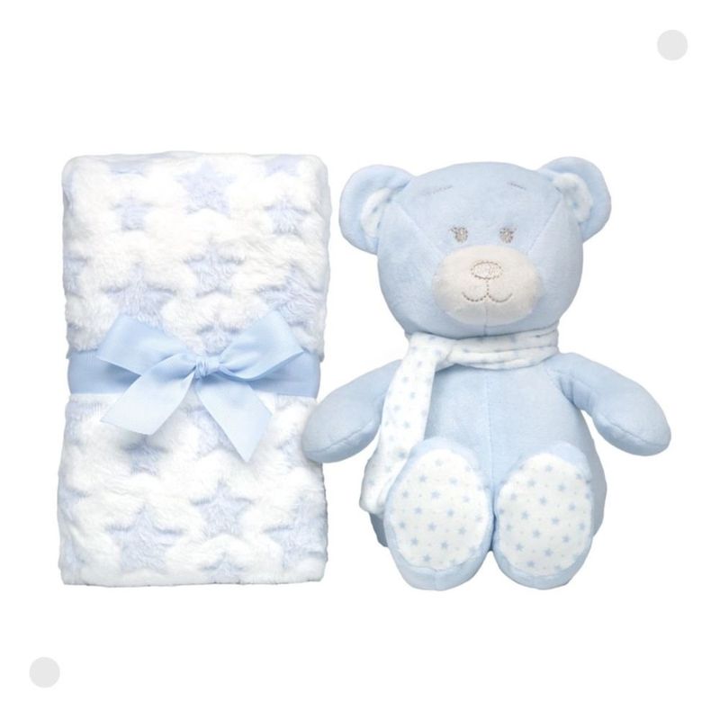 kit manta infantil buba com ursinho azul 18068 (mp)