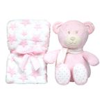 kit manta infantil buba com ursinho rosa 18067 (mp)