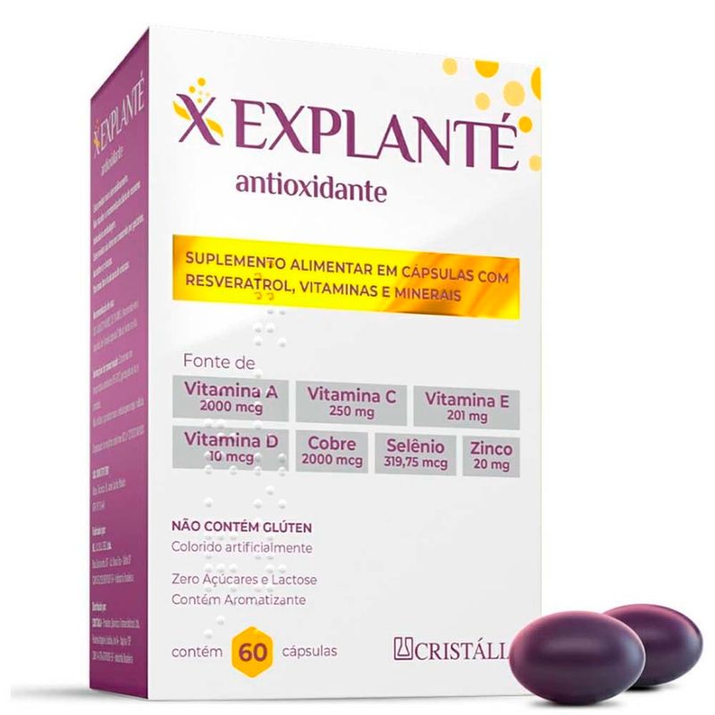 polivitamínico explanté antioxidante 60 cápsulas resveratrol vitaminas e minerais cristália