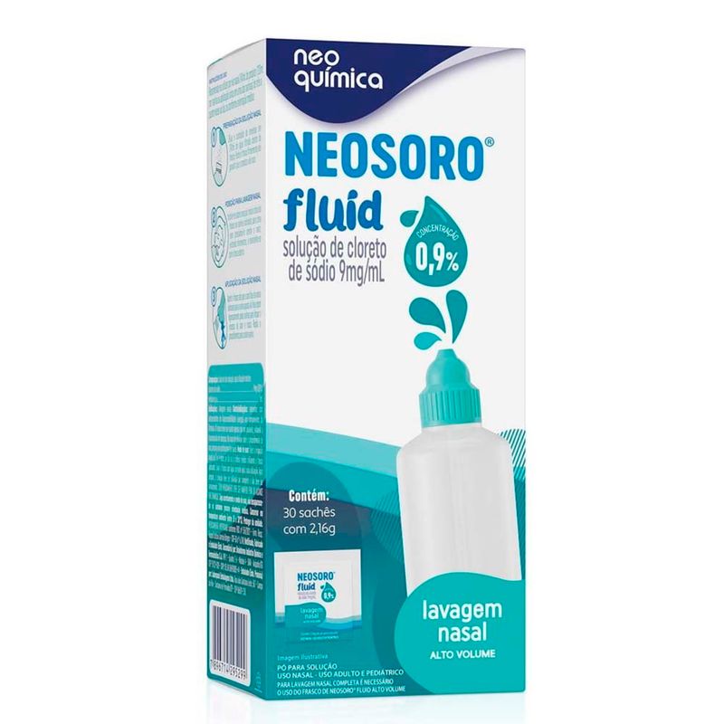 neosoro fluid alto volume 0,9% pó para solução nasal 30 sachês neo química