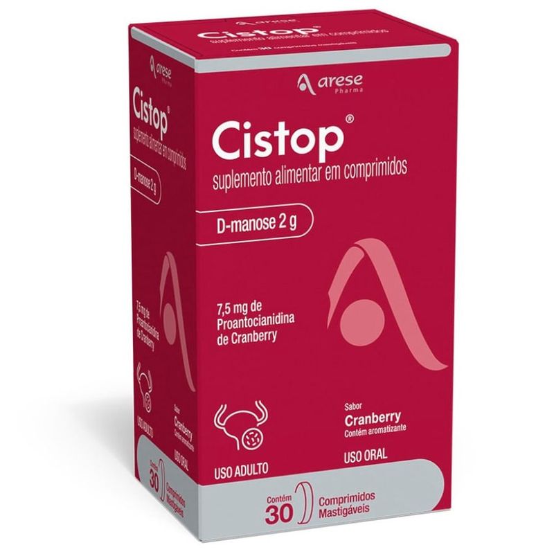 cistop d-manose 2g sabor cranberry 30 comprimids mastigáveis arese pharma