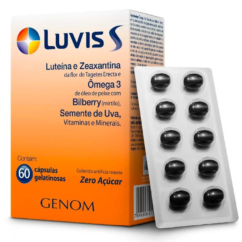 polivitamínico luvis s para visão 60 cápsulas gelatinosas genom