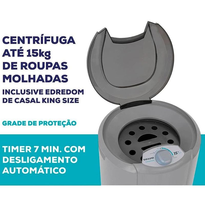 centrífuga de roupas suggar 15kg 127v ct1501pr prata (mp)