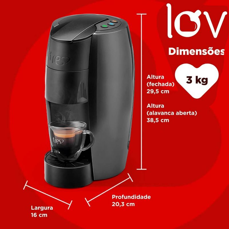 cafeteira expresso três corações lov basic 127v - preta