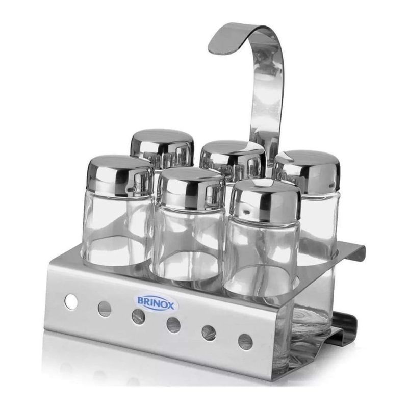 porta condimentos brinox 7 peças parma aço inox 1565/100 (mp)