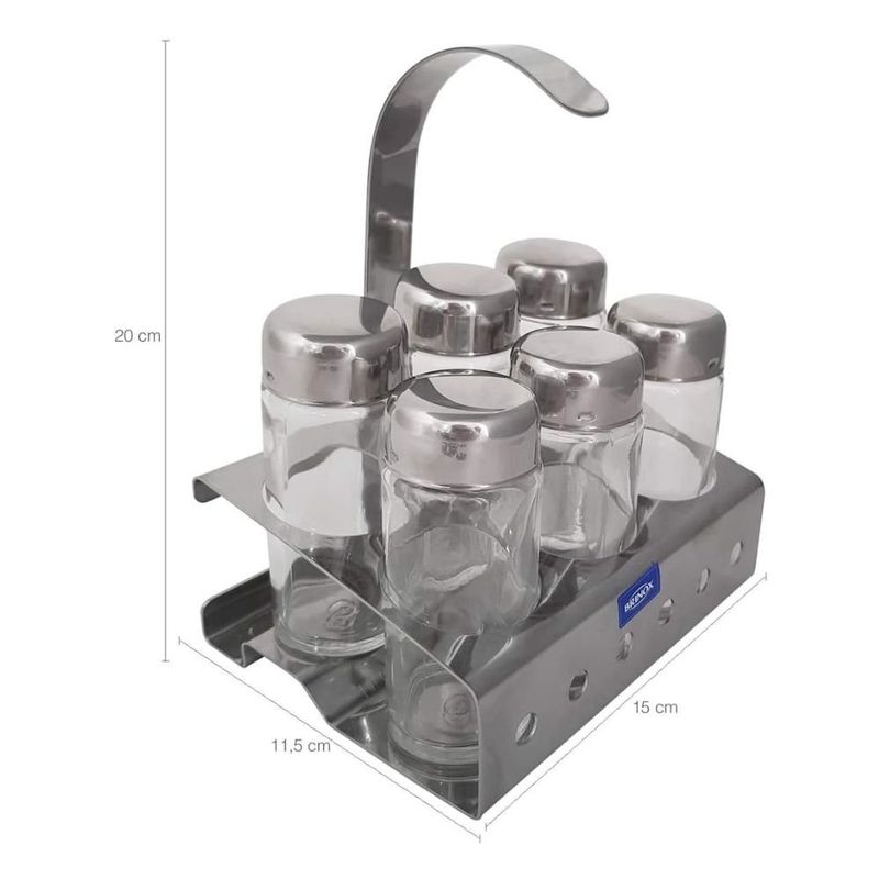 porta condimentos brinox 7 peças parma aço inox 1565/100 (mp)