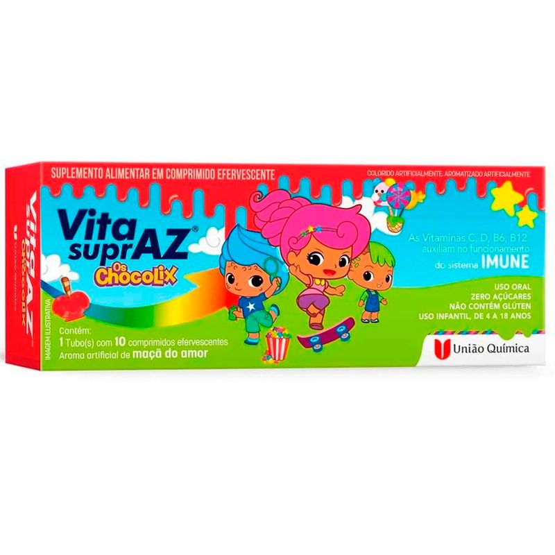 vita supraz polivitamínico 10 comprimidos efervescente os chocolix infantil união química