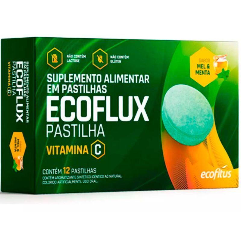 ecoflux vitamina c 12 pastilhas sabor mel e menta ecofitus
