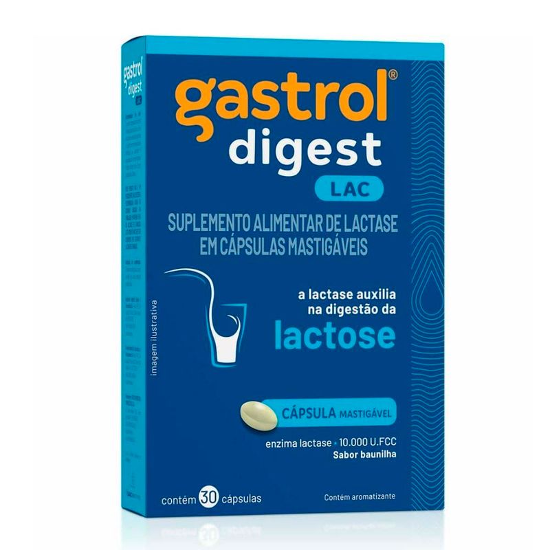 gastrol digest lac 10.000u.fcc 30 cápsulas mastigáveis enzima lactase baunilha hypera