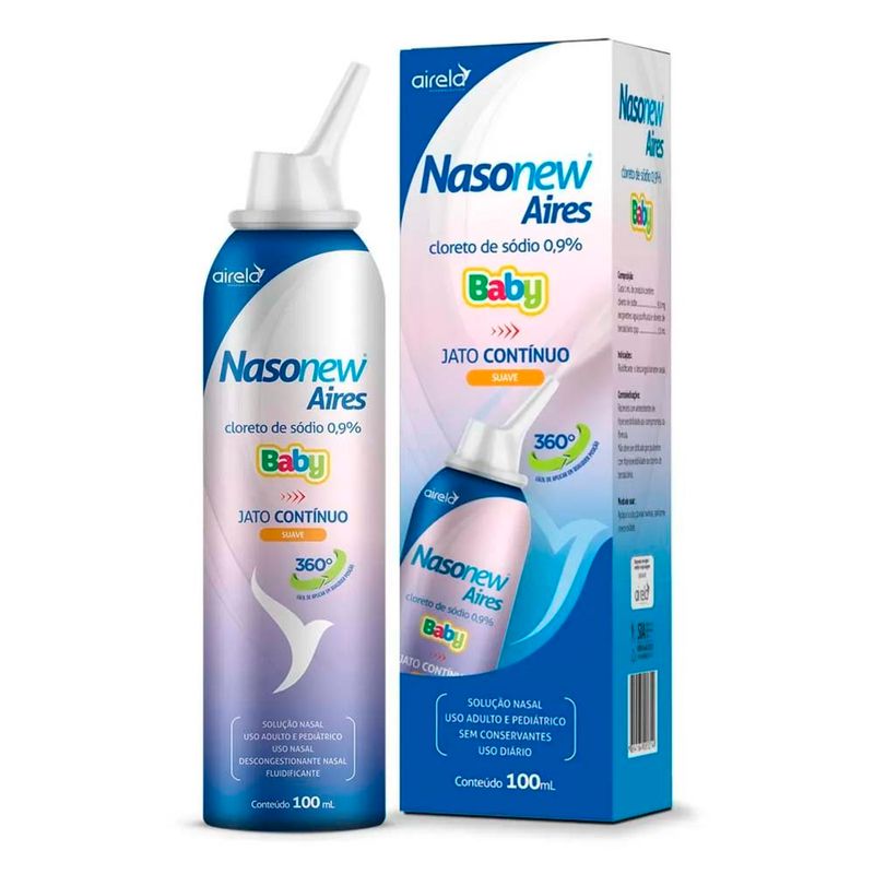 nasonew aires baby cloreto de sódio 0,9% 100ml jato contínuo suave airela