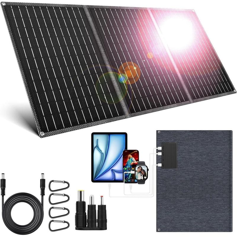painel solar portátil 30w dobrável 18v à prova d'água preto a-bi