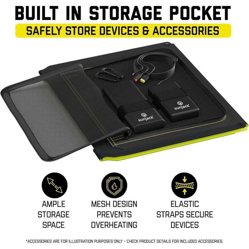 carregador solar portátil snjack 40w dobrável etfe ip67 usbc pd30 preto a-bi