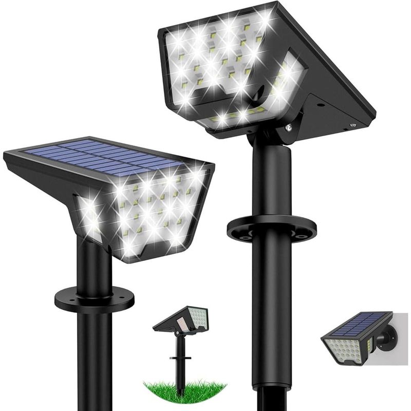 luzes de spot solar outdoor 53 leds ip65 3 modos auto branco a-bi