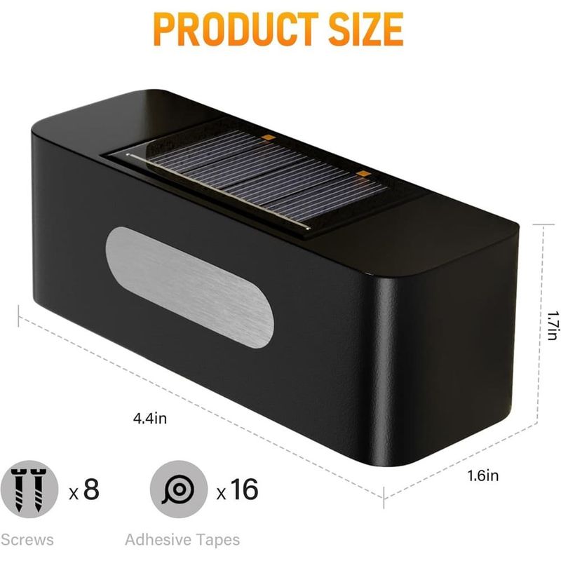 luzes de parde solar siatom 8 pack ip44 à prova d'água branco quente a-bi
