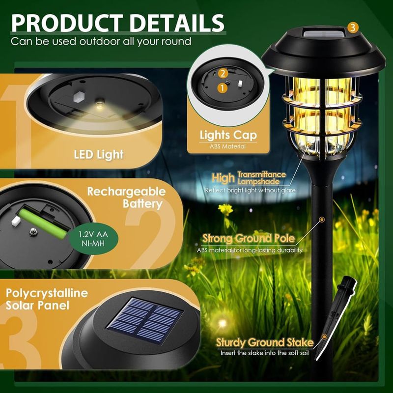 luzes solares solpex ip65 luzes de jardim branco quente 8 unidades a-bi