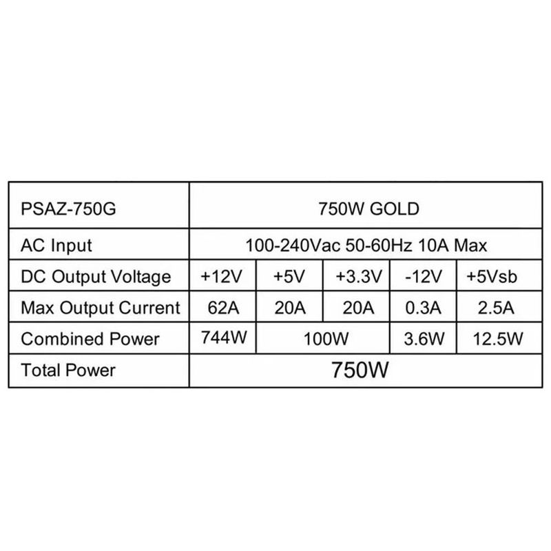 fonte azza atx 750w 80 plus gold modular (mp)