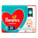 fralda descartável infantil pampers supersec p 20 unidades