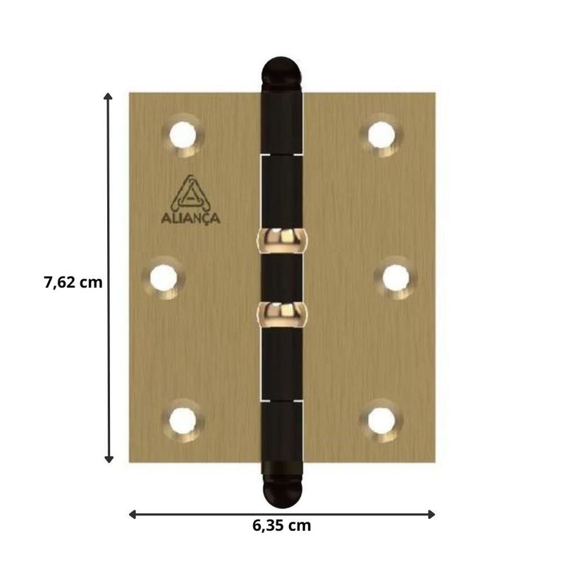 dobradiça pino bola e anel aliança 3"x2.1/2" 81500a bronze latonado (mp)