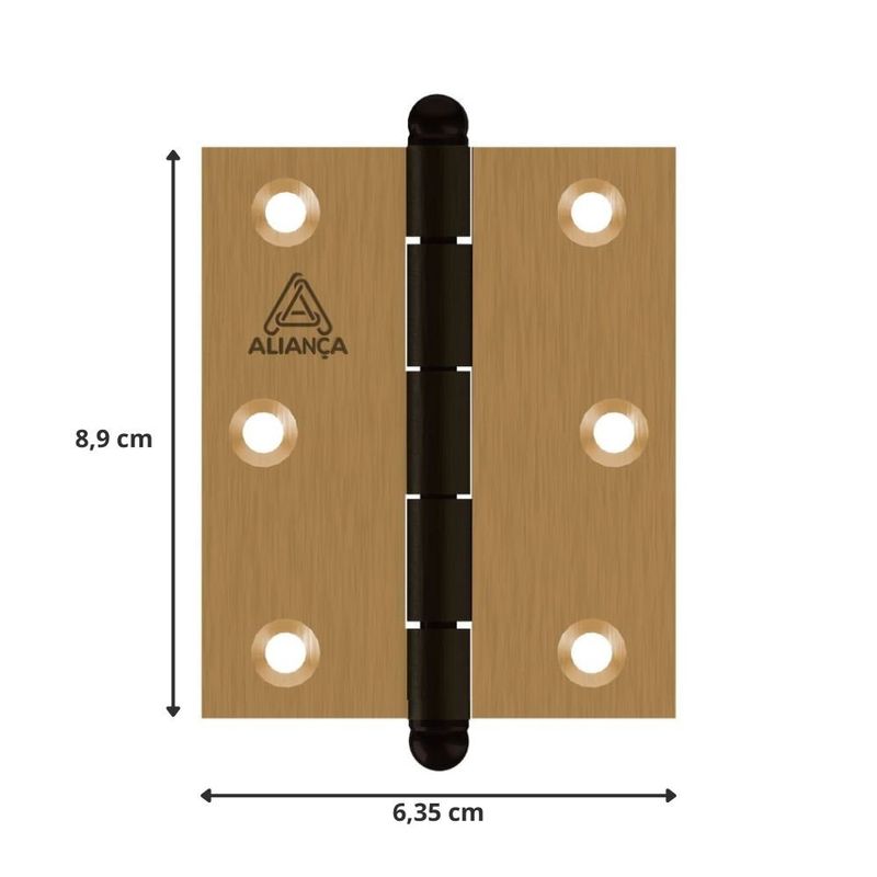 dobradiça pino bola aliança 3.1/2"x2.1/2" (1,50) 81500b bronze latonado (mp)