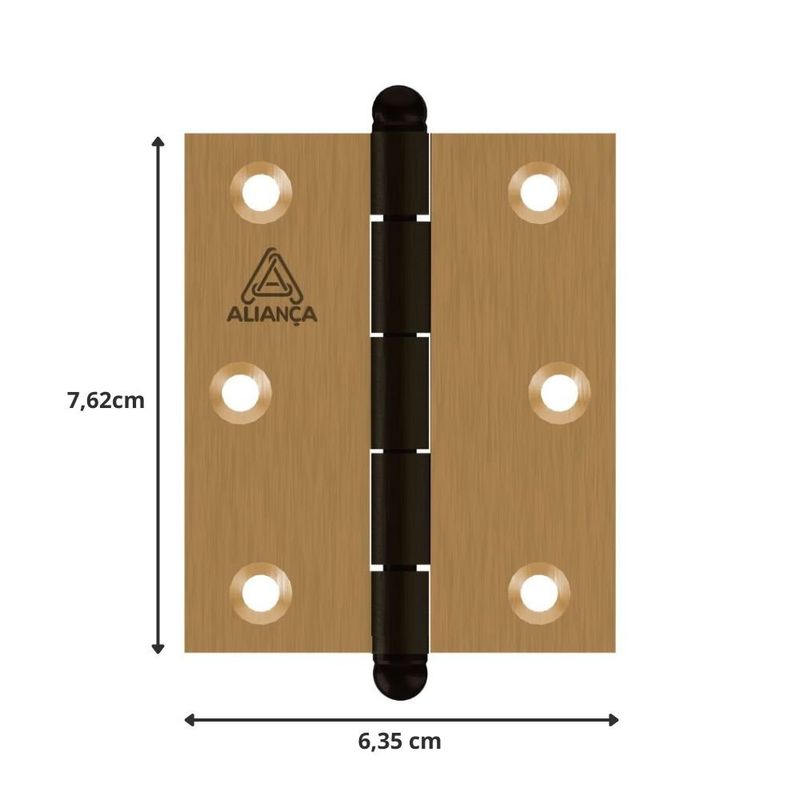 dobradiça pino bola aliança 3"x2.1/2" (1,50) 81500b bronze latonado (mp)