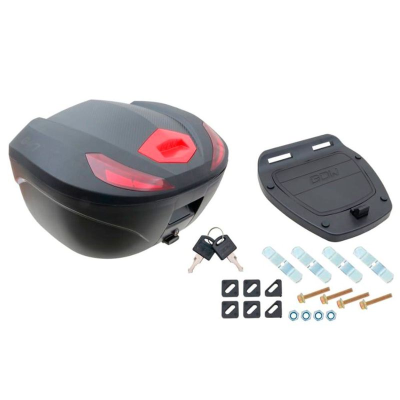 baú bagageiro moto 47 litros bauleto gow preto (mp)