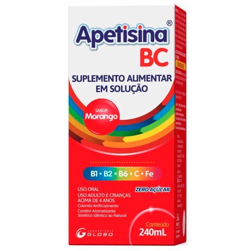 apetisina bc suplemento alimentar 240ml sabor morango globo