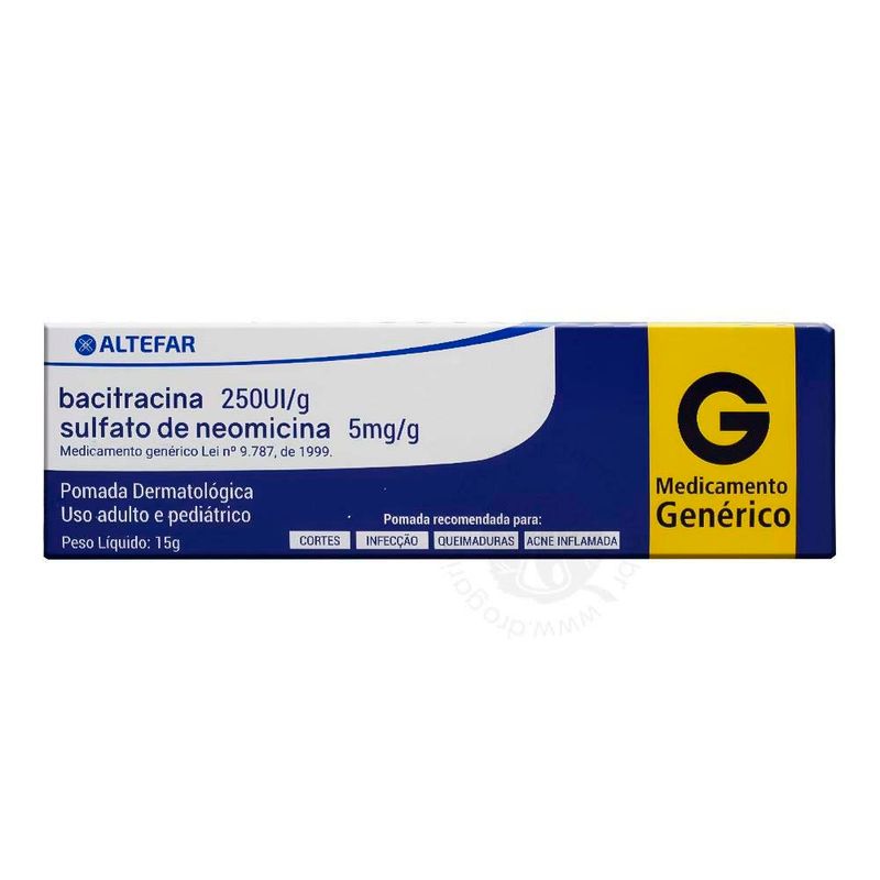 sulfato de neomicina 5mg/g + bacitracina 250ui/g 15g pomada dermatológica altefar