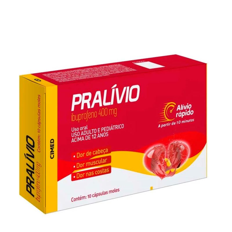 pralívio ibuprofeno 400mg 10 cápsulas gel mole cimed