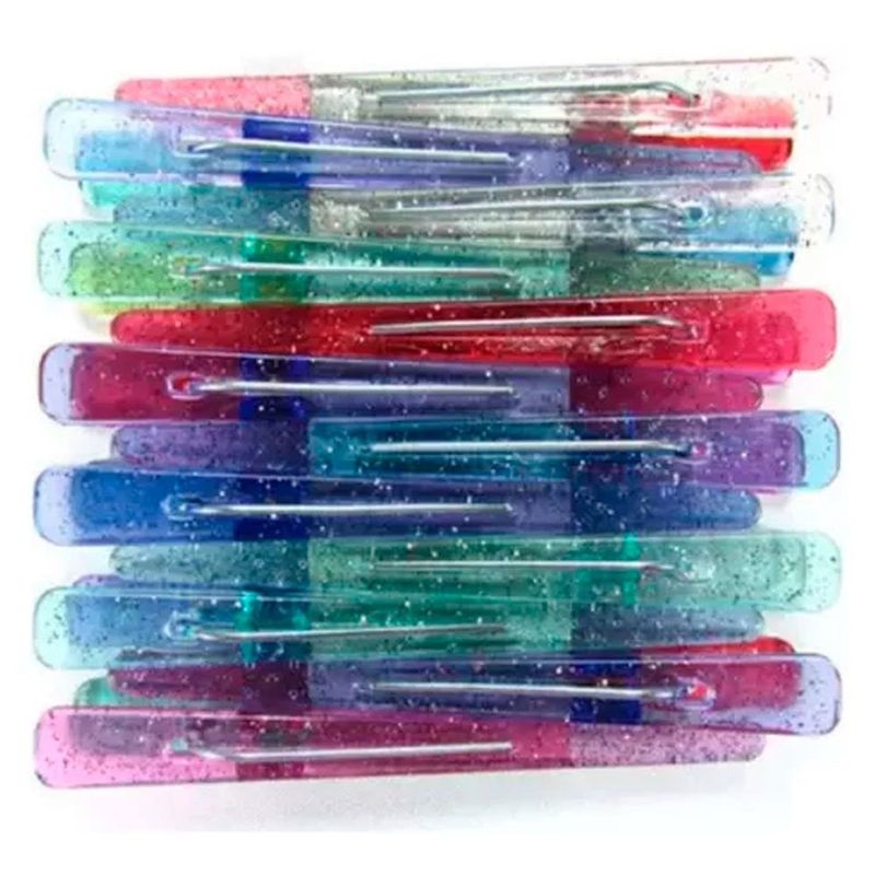 clips plástico santa clara bicolor glitter 12 unidades (mp)
