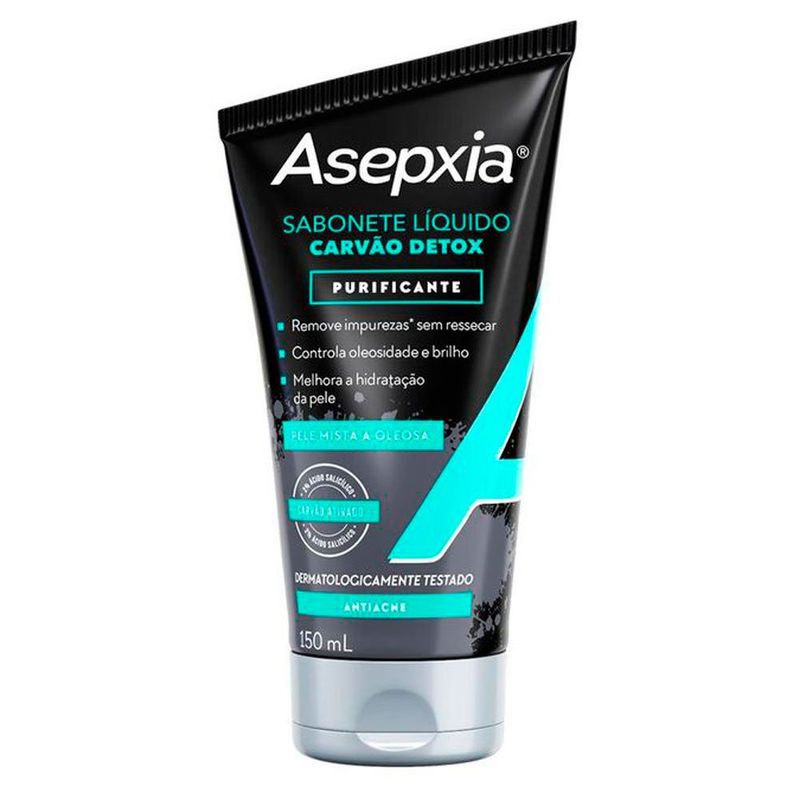sabonete líquido asepxia carvão detox purificante 150ml