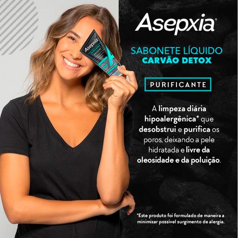 sabonete líquido asepxia carvão detox purificante 150ml