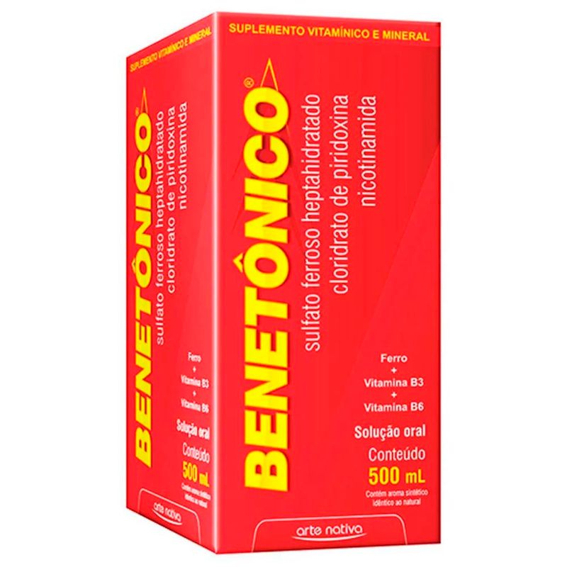 benetônico 500ml polivitamínico mineral solução oral ferro+b3+b6 arte nativa