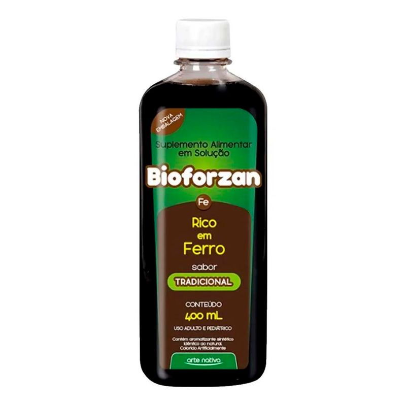 bioforzan suplemento alimentar rico em ferro solução oral 400ml sabor tradicional arte nativa