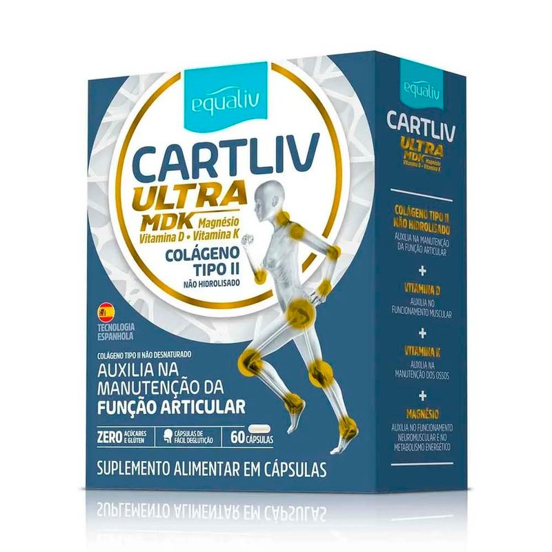 colágeno cartliv ultra mdk tipo ii 60 cápsulas magnésio vitaminas d e k equaliv