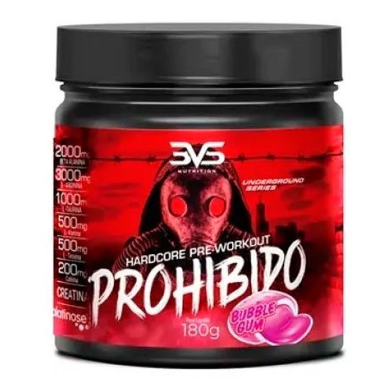 pré-treino 3vs nutrition prohibido hardcore bubble gum 180g