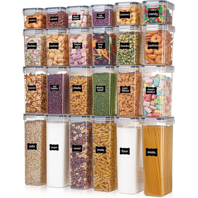 conjunto 24 potes vtopmart herméticos preto a-mbi