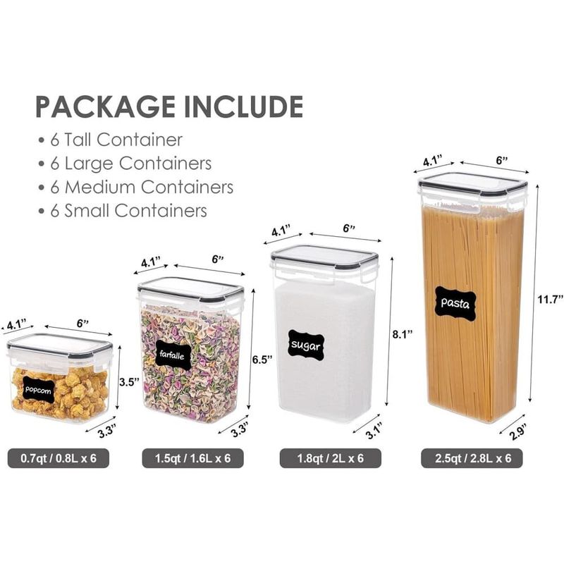 conjunto 24 potes vtopmart herméticos preto a-mbi