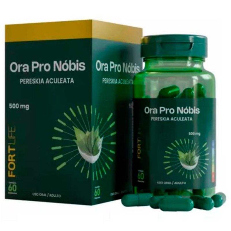 ora pro nóbis 500mg 60 cápsulas suplemento alimentar a base de pereskia aculeata fortlife