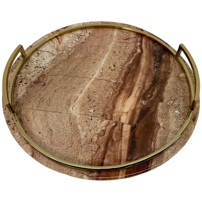 bandeja decorativa redonda noritex marrom 429-6500166